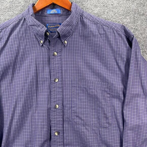 Pendleton Woolen Mills Shirt Men's XL Blue/White Check Long Sleeve Casual - Picture 4 of 10